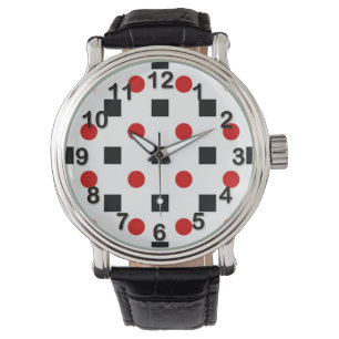 Montre Black Squares Red Polka Dots