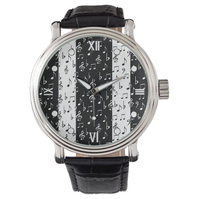 Montre Black & White Musical Stripes Wrist Watch (devant)