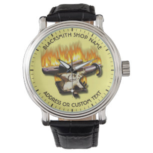 Montre Blacksmith Shop Avec Anvil Et Marteau En Feu