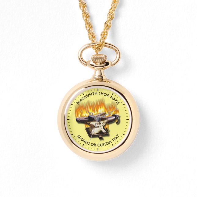 Montre Blacksmith Shop Avec Anvil Et Marteau En Feu (Recto)