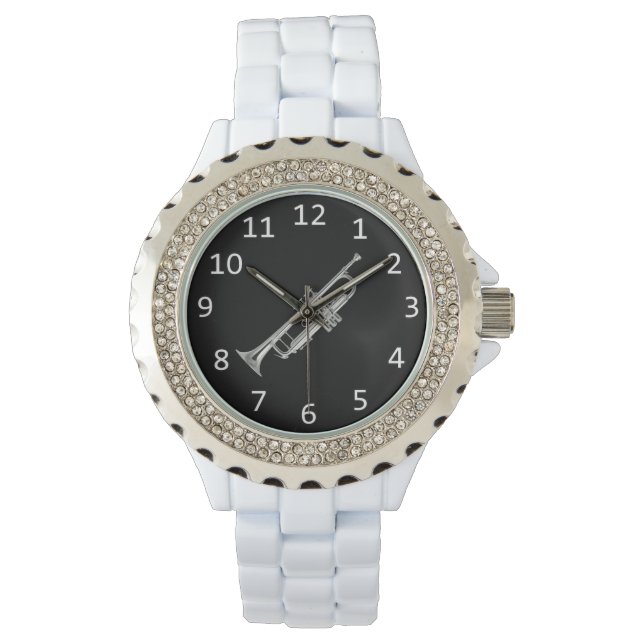 Montre Blanc avec trompette argent (devant)