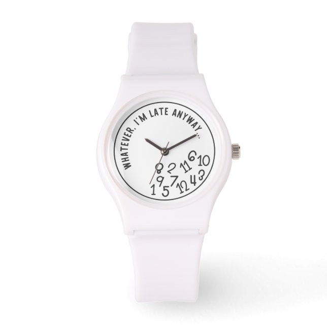 Montre Blanc et noir Quoi que je sois en retard (Recto)