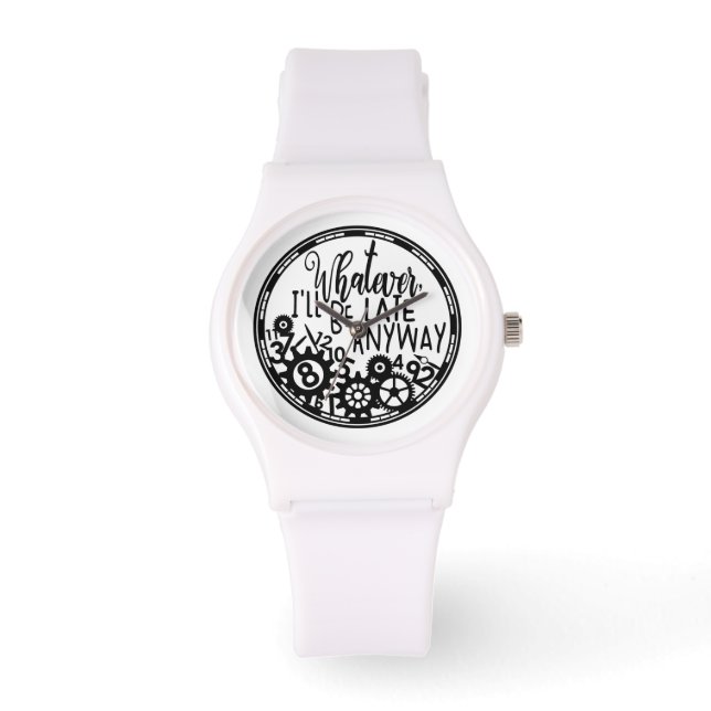 Montre Blanc et noir Quoi que je sois en retard Quoi qu'i (Recto)