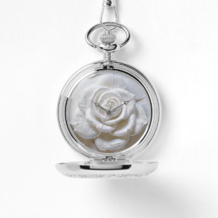 Montre Blanc sur blanc - Rose sculpté