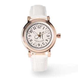 Montre Blanc Vintage Or Rose Femme Monogrammé