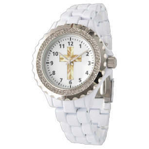 Montre blanche d'émail de fausse pierre faite sur