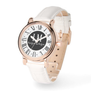 Montre blanche et noire personnalisée avec un nœud