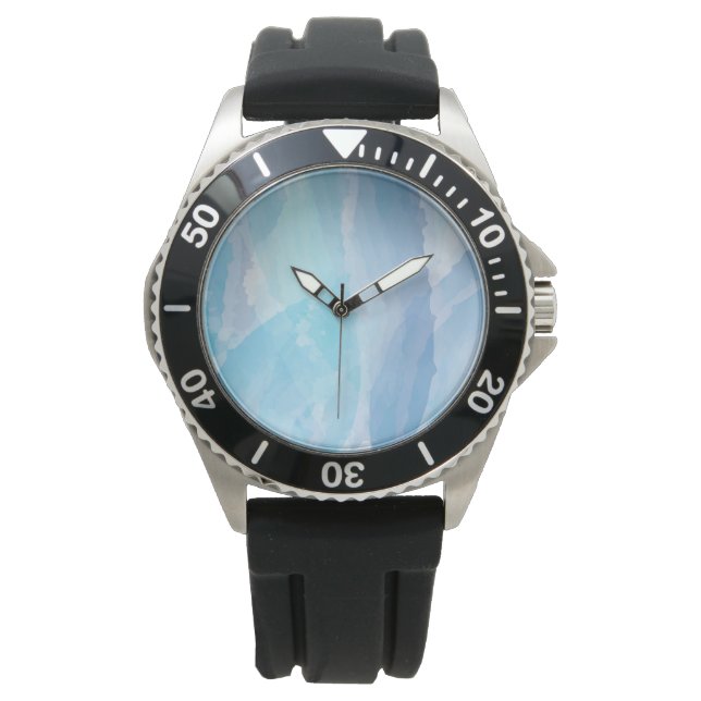 Montre Bleu, abstrait, cool couleur de l'eau brosse art (devant)