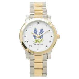 Montre Bleu bleu Floral Aquarelle texane texane