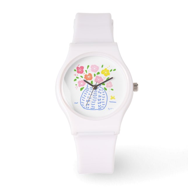 Montre bleu et blanc Bouquet (Recto)