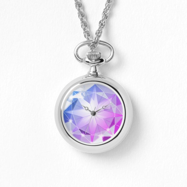 Montre Bleu rose Gemstone Compass Rhinestone Look (Recto)