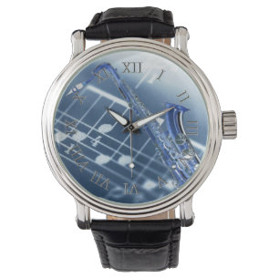 Montre bleue de saxophone