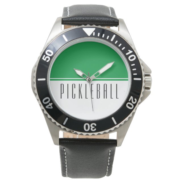 Montre Blocage couleur blanc vert brillant PICKLEBALL Tex (devant)