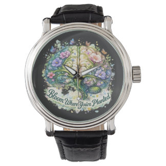 Montre Bloom Where You’re Planted Floral Brain Watercolor