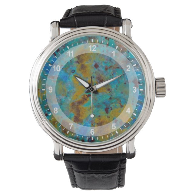 Montre Blue chrysocolla jasper (devant)