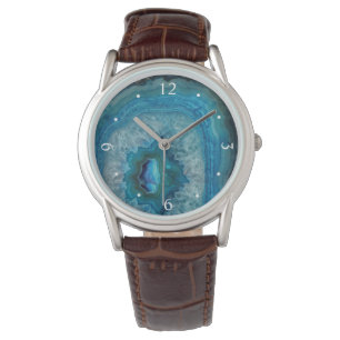 Montre Blue Geode Rock Mineral Agate Crystal Image