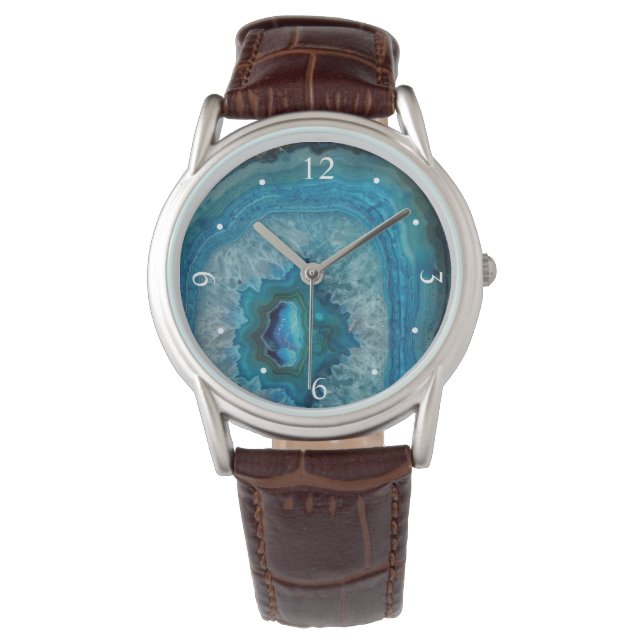 Montre Blue Geode Rock Mineral Agate Crystal Image (devant)