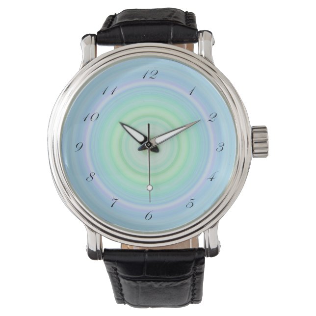 Montre Blue Green Pastel Bullseye script noir (devant)