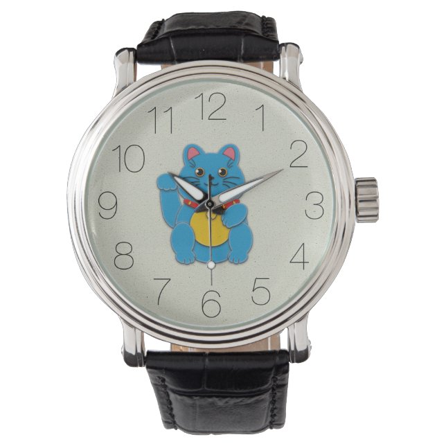 Montre Blue Maneki-Neko : Apporter la paix, horloge de st (devant)