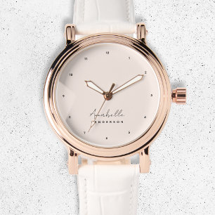 Montre Blush Rose Monogramme   Féminin Minimaliste Modern