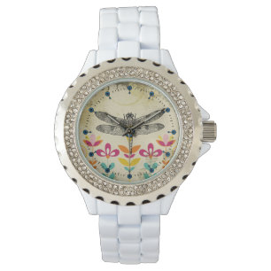 Montre Bohemian Garden Dragonfly Rhinestone Enamel Watch