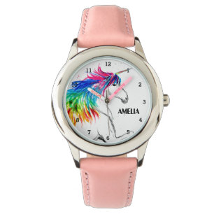 Montre Boho Arc-en-ciel Magique Cute Girls Unicorn Kids W