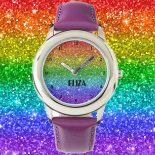 Montre Boho Arc-en-ciel Parties scintillant mignonne fill