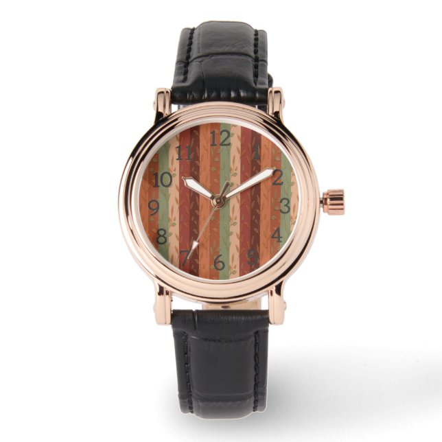 Montre Boho Leaf Pattern – Rustic Botanical Design (Recto)