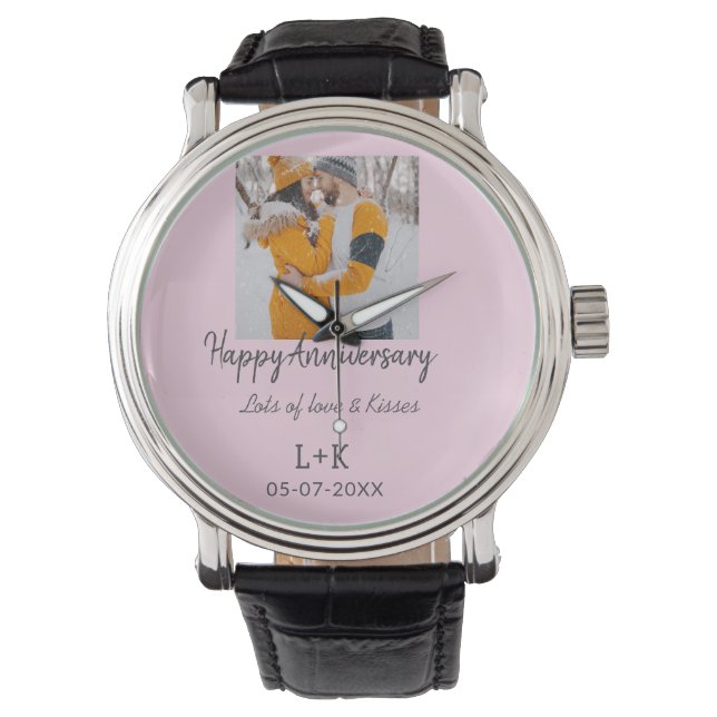 Montre Boho moderne heureux anniversaire ajouter nom date (devant)