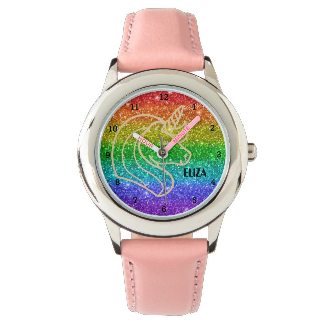 Montre Boho Rainbow Parties scintillant Cute Girls Unicor (devant)