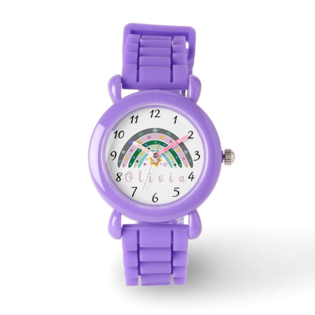 Montre Boho Rainbow tendance avec nom personnalisé (Recto)