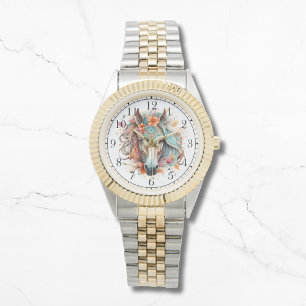 Montre Boho Tribal Aquarelle Cheval élégant Chic Femmes