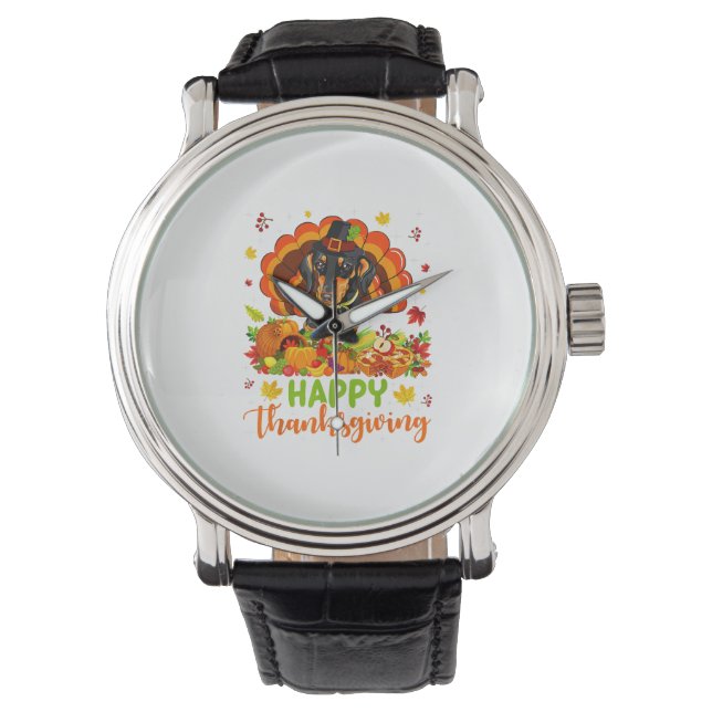 Montre Bon thanksgiving Dachshund Chien Turquie Amoureux  (devant)