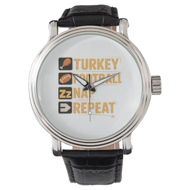 Montre Bon thanksgiving Turquie Football Nap Repeat Funn (devant)