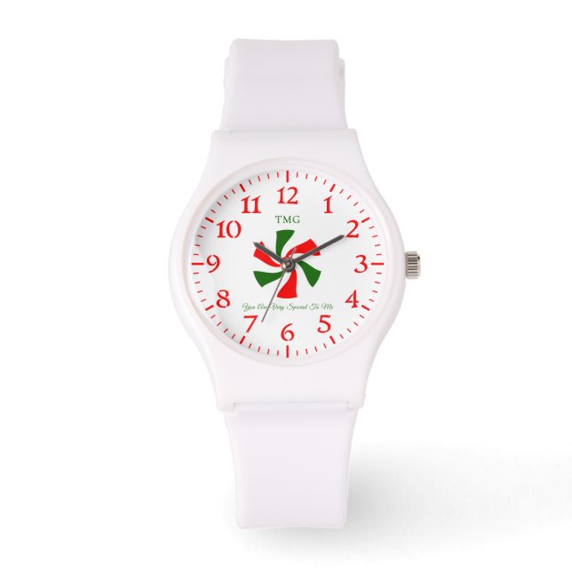 Montre Bonbons de menthe de Noël personnalisé (Recto)