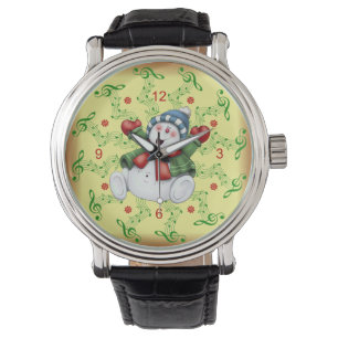 Montre Bonhomme de neige souriant ~ Parchemins musicaux ~