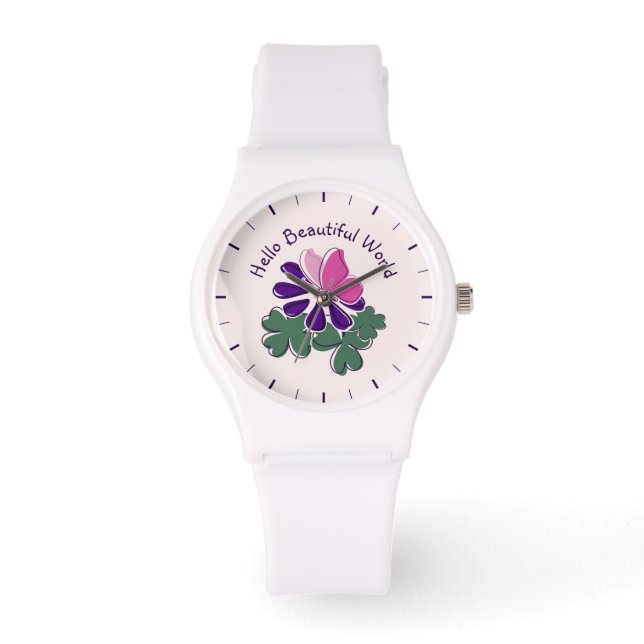 Montre Bonjour Beau Monde Rose Papillon Purple Flower (Recto)