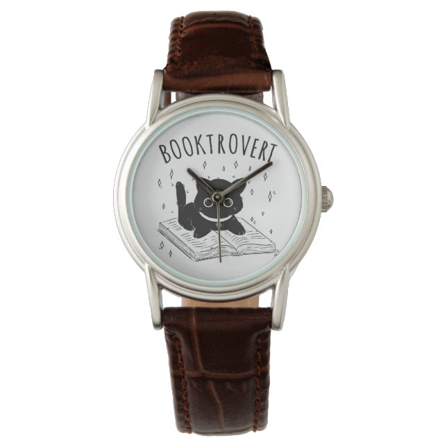 Montre Booktrovert chat avec livre et étoiles (devant)