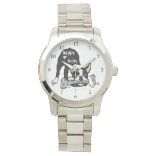 Montre Boston Terrier. Heureux de devenir chanceux