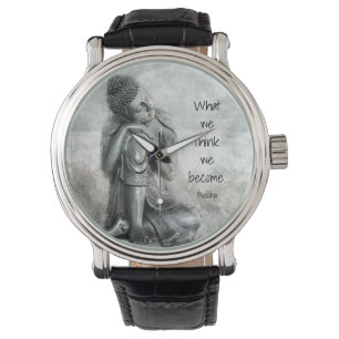 Montre Bouddha argenté de repos paisible avec la citatio