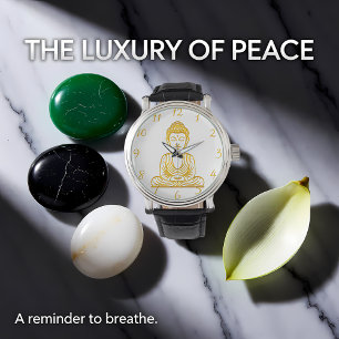 Montre Bouddha d'or en position pacifique