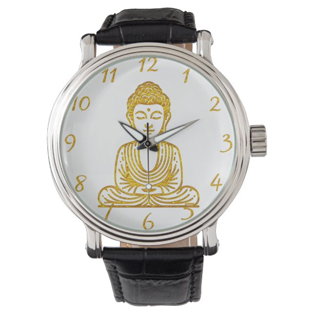 Montre Bouddha d'or en position pacifique (devant)