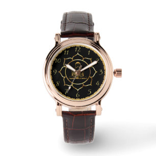 Montre Bouddha faisant méditation feuille d'or spirituell