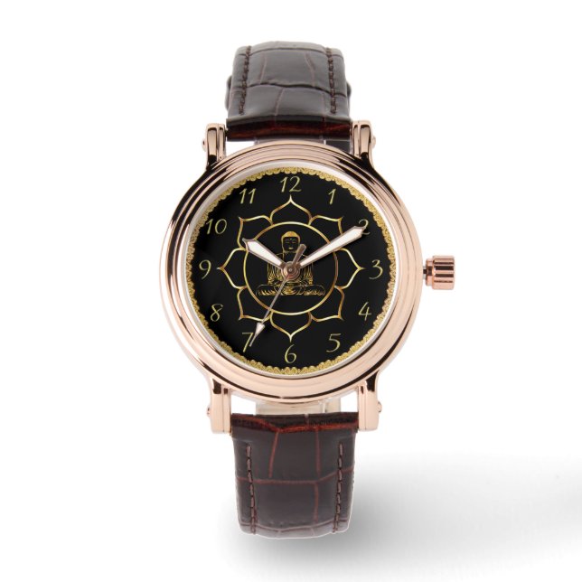 Montre Bouddha faisant méditation feuille d'or spirituell (Recto)