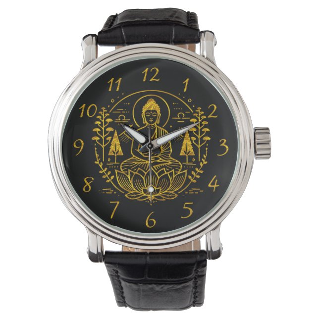 Montre Bouddha symbolique entouré d'éléments naturels (devant)