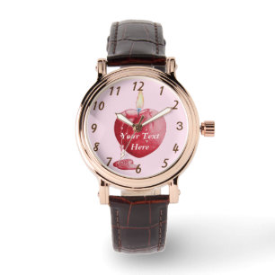 Montre bougie rouge en forme de coeur d'amour brûlant