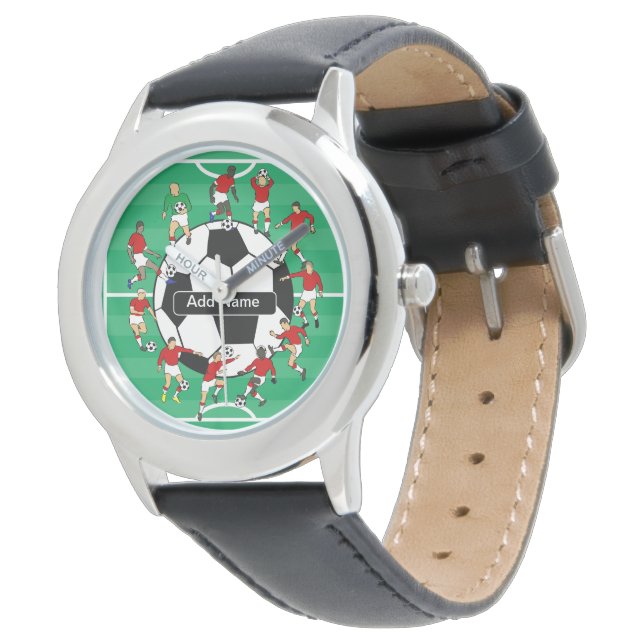 Montre Boule de football et joueurs personnalisés (Incliné)