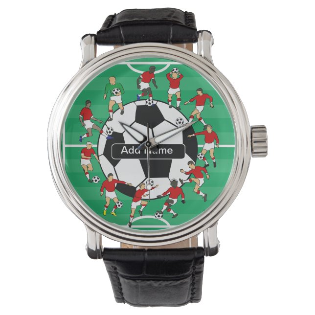 Montre Boule de football et joueurs personnalisés (devant)