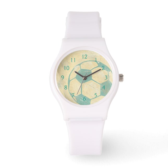Montre Boule de soccer bleu Pastel par Chariklia Zarris (Recto)