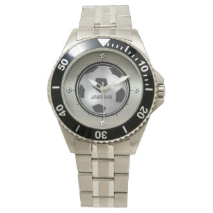 Montre Boule de soccer en argent métallique imprimé perso